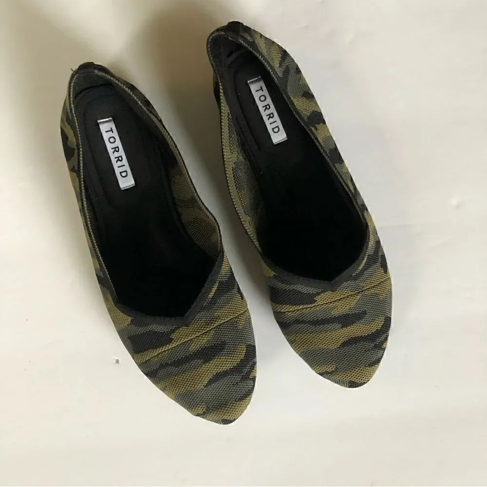 Torrid camouflage pointed toe slip on flats 11.5 wide